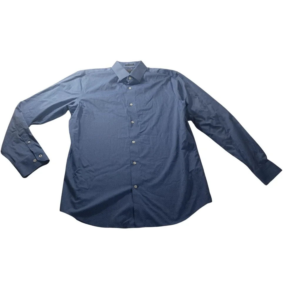 Banana Republic Camden Standard Fit Mens Button Down Shirt L Blue Micro Dot